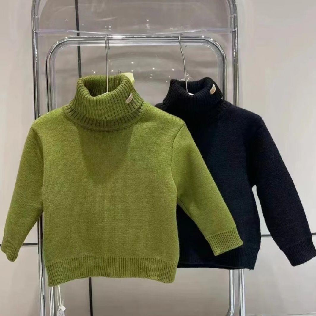 小童男女童加绒一体绒毛衣高领百搭男宝宝6到12个月1-2岁-3-4-5婴