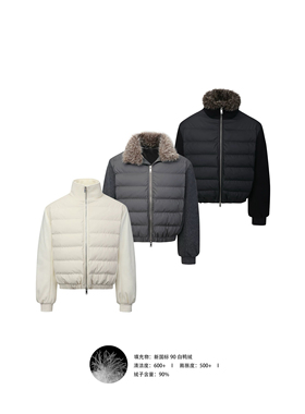 「老钱风 拼接呢料」 90白鸭绒排骨羽绒服男冬季保暖飞行员外套潮