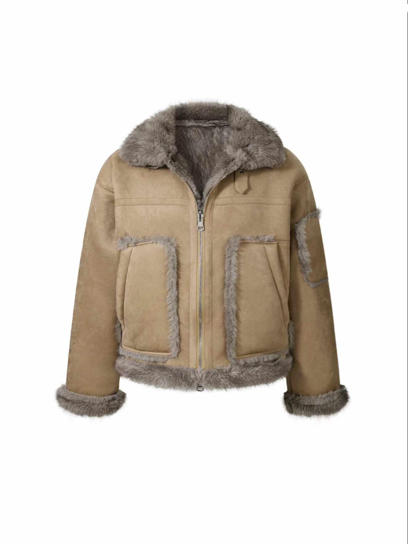 美式复古cleanfit皮毛一体羊羔毛外套男女短款夹克厚麂皮加绒外套,男装,夹克,淘宝优惠券,粉丝福利购,淘宝优惠卷