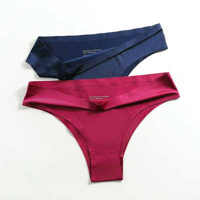 欧美跨境运动女冰丝性感纯色中腰透气宽裆一片式无痕内裤