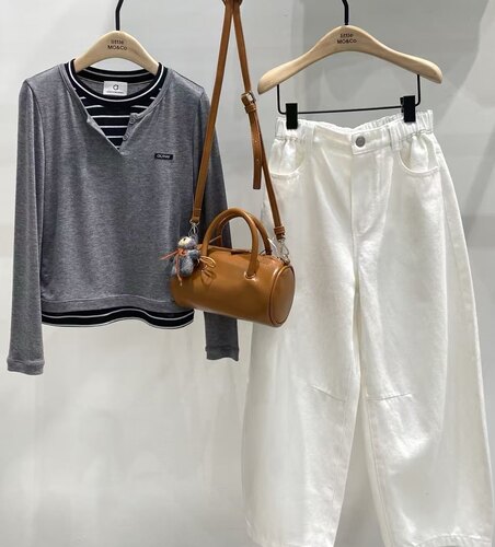 littlemoco专柜正品26年秋款男女童假两件长袖T恤KBF3TOP013