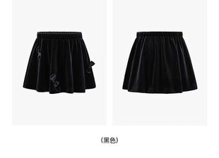 little moco童装26秋装新款女童蝴蝶结丝绒半身裙短裙KBF3SKTT04