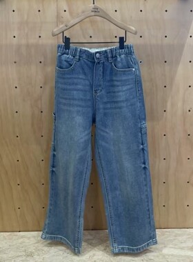 小moco专柜25年秋男女童宽松长裤直筒牛仔裤 KBE3JEN005