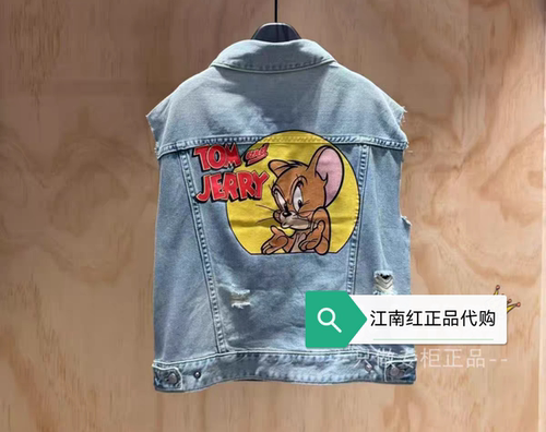 little moco专柜正品25年秋男女童牛仔无袖夹克外套KBE3JKTT04
