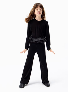 little moco专柜正品25秋女童休闲长袖喇叭裤两件套装KBE3SUT006