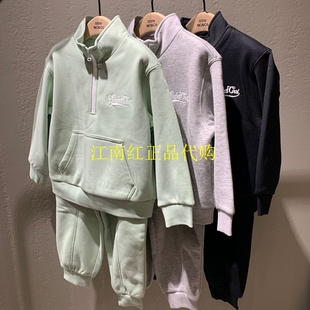 小 moco专柜正品24年冬款男女童加绒卫衣卫裤套装 KBD4SUT006