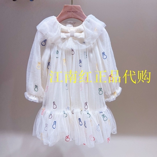 F4FAG4174太平鸟童装mini peace 2026冬新款女幼童丝绒网纱连衣裙