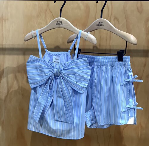 littlemoco专柜正品26年夏款女童蓝白条纹吊带背心上衣KBF2TOP001