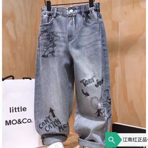 Little moco专柜正品25秋款男女童水洗印花牛仔裤 KBE3JEN018