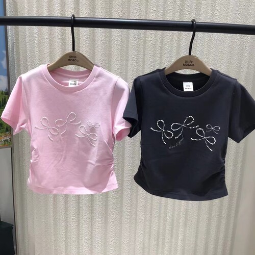 little moco专柜正品25夏款童装男女童字母纯棉T恤KBE2TEE026