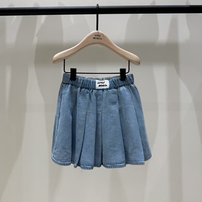 little moco童装25夏新款女童莱赛尔百褶短裙带安全裤KBE2SKT016
