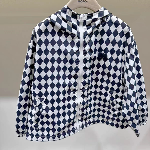 little moco童装25夏款男女童棋盘格长袖外套防晒衣服 KBE2JKT020