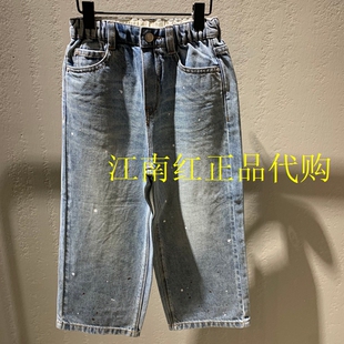 little moco童装25春装新款男女童纯棉牛仔裤直筒长裤KBE1JEN007