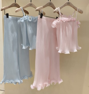 littlemoco专柜正品2026夏装新品女童荷叶边休闲长裤KBF2PAT019