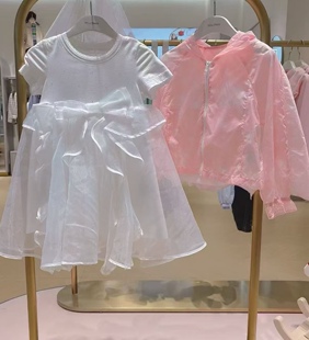 mini peace太平鸟 2026夏季新品女童圆领高腰白色连衣裙F2FAG2167