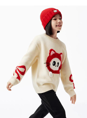 little moco专柜正品26年春男女童刺绣针织套头毛衣KBF1SWTT04