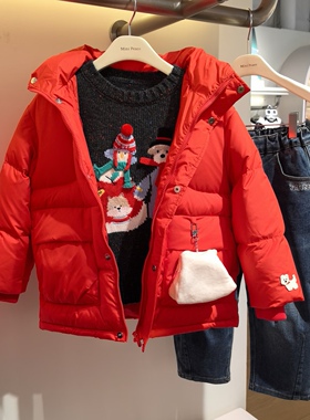 F1ACF4604太平鸟童装mini peace 2025冬新款男女童新年红色羽绒服