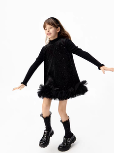 little moco专柜正品童装25冬新款女童亮片无袖连衣裙KBE4DRS005