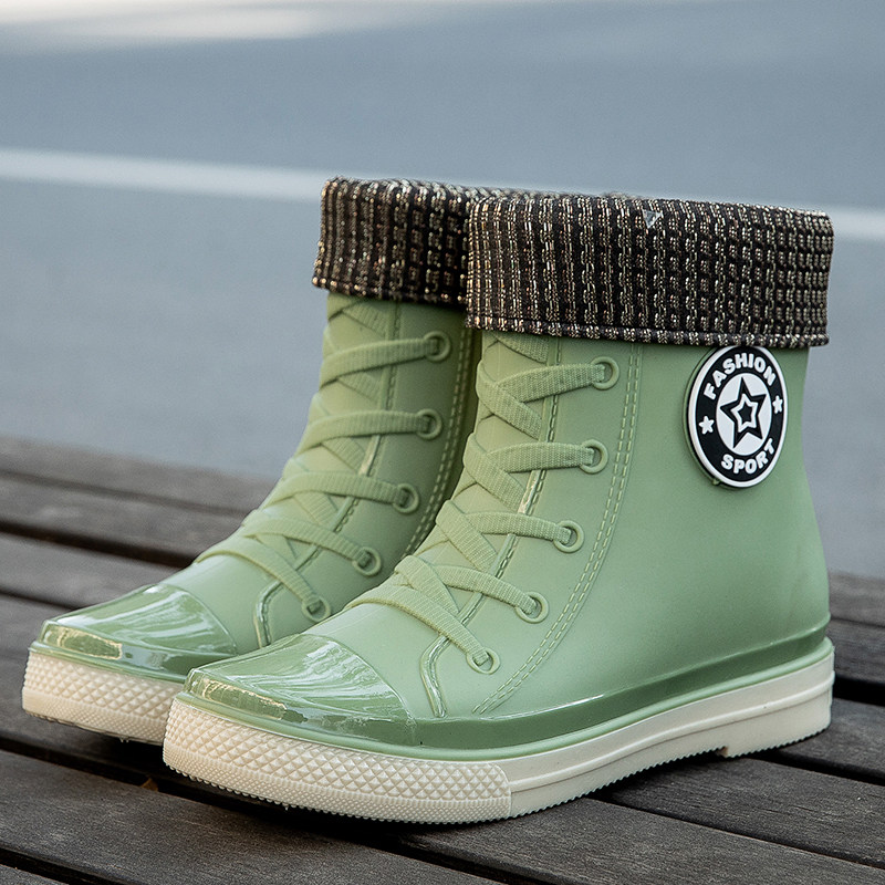 厨房防水鞋女雨鞋女雨靴晴雨鞋女短筒柔软中低筒时尚甜美工作秋冬