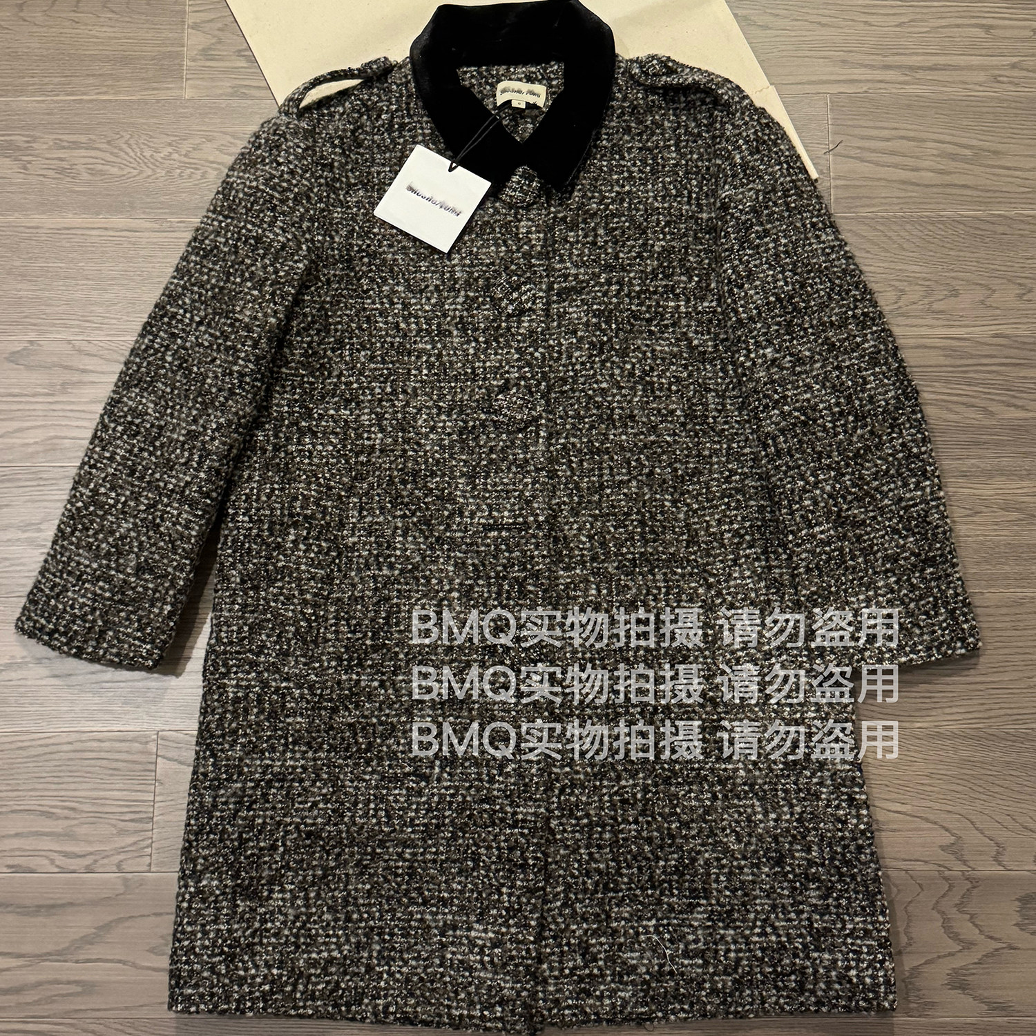 休闲拼接领肩章廓形大衣外套女