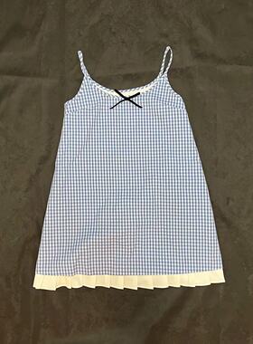 BMQ】玳购级 高定版 SHUSHUTON格纹吊带连衣裙女蝴蝶结装饰吊带裙