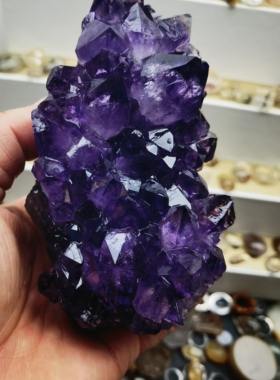 实拍乌拉圭天然紫晶洞紫晶块摆件把玩景石重591.5克