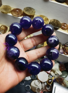 天然紫水晶原石手链手串单珠22mm左右重160.6克