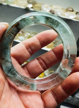 天然四季幽灵原石手镯圈口57条宽16.7重91.6克默认微瑕完美者慎拍