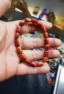 天然保山南红原石火焰红手链手串单珠10.1*7.4左右重16.9克