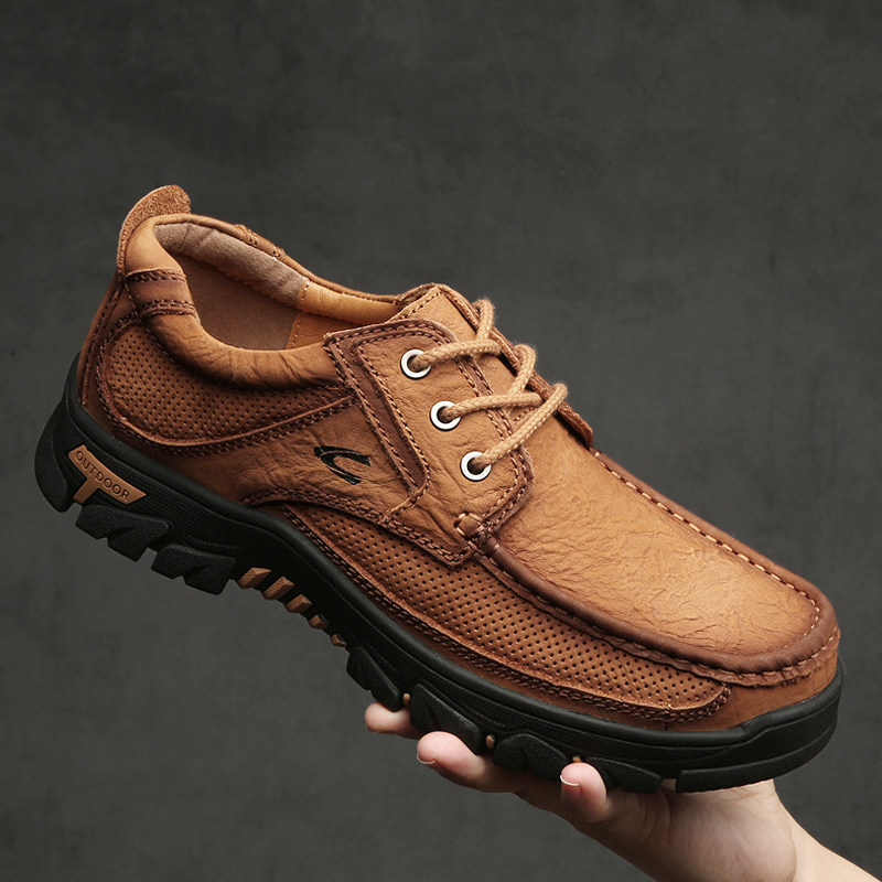 德国骆驼动感皮鞋男真皮透气休闲中年大头鞋男户外旅行登山徒步鞋,流行男鞋,工装鞋,淘宝优惠券,粉丝福利购,淘宝优惠卷