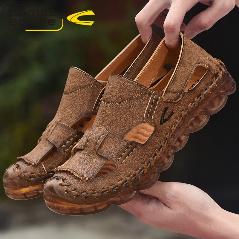 德国骆驼动感凉鞋真皮夏季软底洞洞鞋男士防滑包头户外运动沙滩鞋,流行男鞋,休闲凉鞋,淘宝优惠券,粉丝福利购,淘宝优惠卷