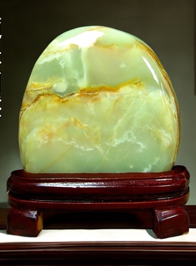保真天然玉石泰山石聚气摆件