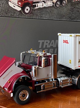 DM 1：50 西部之星OOCL集装箱运输货卡车模型Western Star 4900