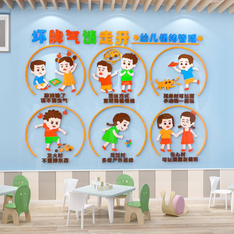 幼儿园控制情绪管理环创主题文化墙面装饰教室环境创设布置墙贴纸