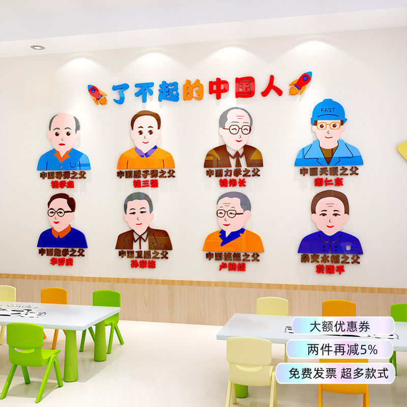 了不起的中国人环创幼儿园走廊教室楼梯爱国主题文化墙面装饰墙贴
