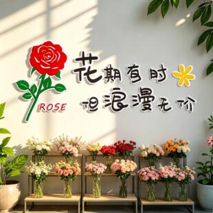 鲜花店墙面装饰氛围布置网红打卡拍照背景板壁画浪漫创意高级感3d