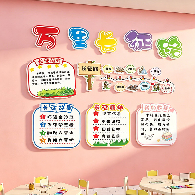 中小学爱国长征3D立体墙贴