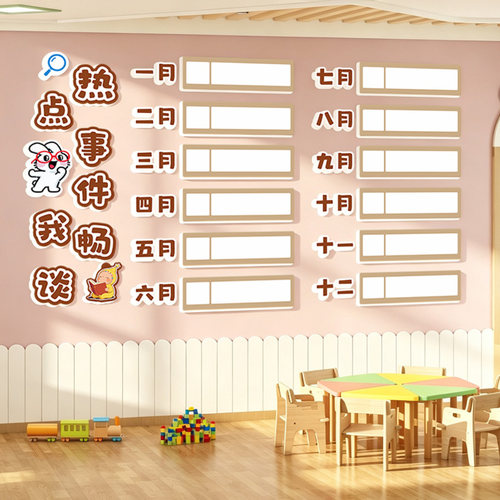 幼儿园开学生日成长会3D文化墙贴