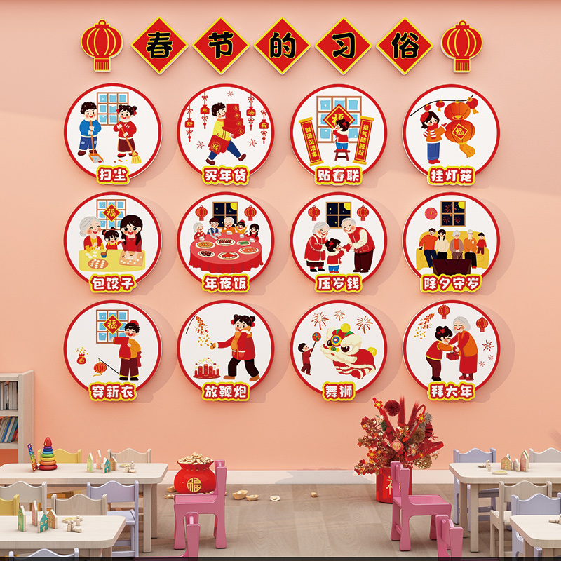 幼儿园传统民俗文化墙贴装饰贴纸