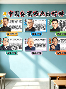 中国各领域杰出榜样墙贴教室立体