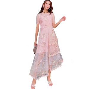 时尚雅妮新款玛克茜妮春夏女装亮片蕾丝连衣裙复古仙女名媛礼服裙