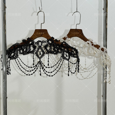 时尚雅妮新款欧美性感珠链镂空露背手工串珠珍珠披肩身体链项链