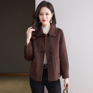 高级感羊绒外套 小个子妈妈装 洋气短款 双面呢羊毛大衣女2025年新款