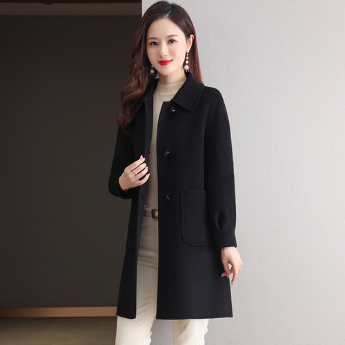 秋冬季中长款羊毛外套双面呢韩版