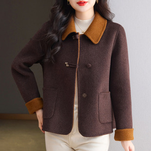 咖色高级感双面羊绒大衣女小个子2026年新款短款减龄羊毛呢外套