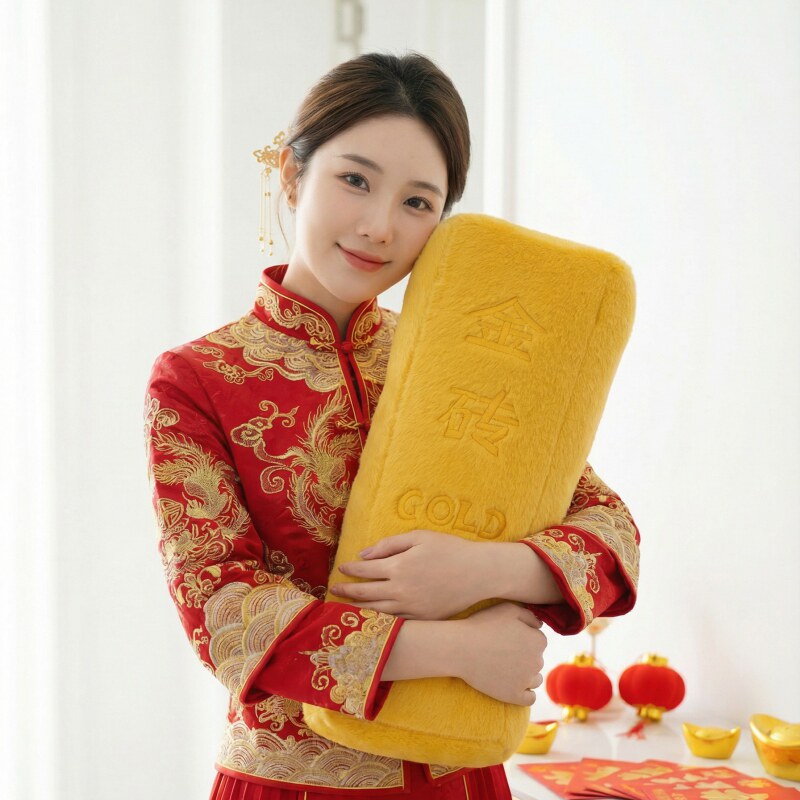 创意金砖抱枕女孩子床上睡觉安抚玩偶毛绒玩具布娃娃生日礼物男生