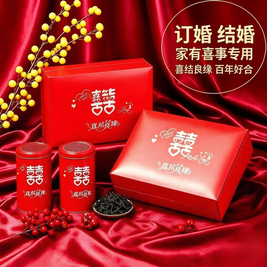 婚宴喜茶大红袍礼盒聘礼送长辈
