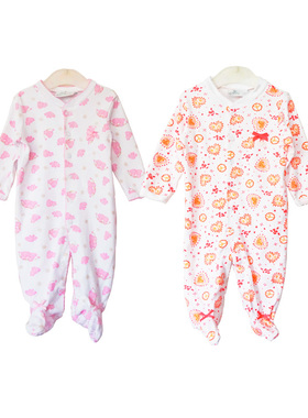 外贸原单出囗epk新款1-23月纯棉女宝新生婴儿睡衣连身体衣爬服