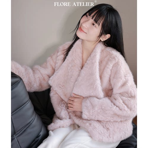 FLOREATELIER仿兔毛加厚保暖短款外套女冬季显气质百搭慵懒风上衣