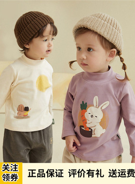 Amila童装男女童长袖T恤2025秋冬季新款宝宝德绒保暖半高领打底衫